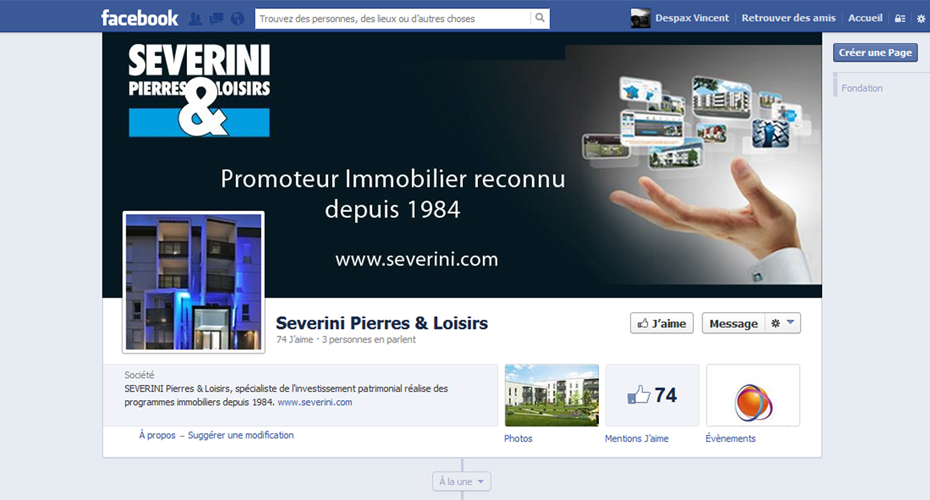 La page Facebook de Severini Pierres & Loisirs