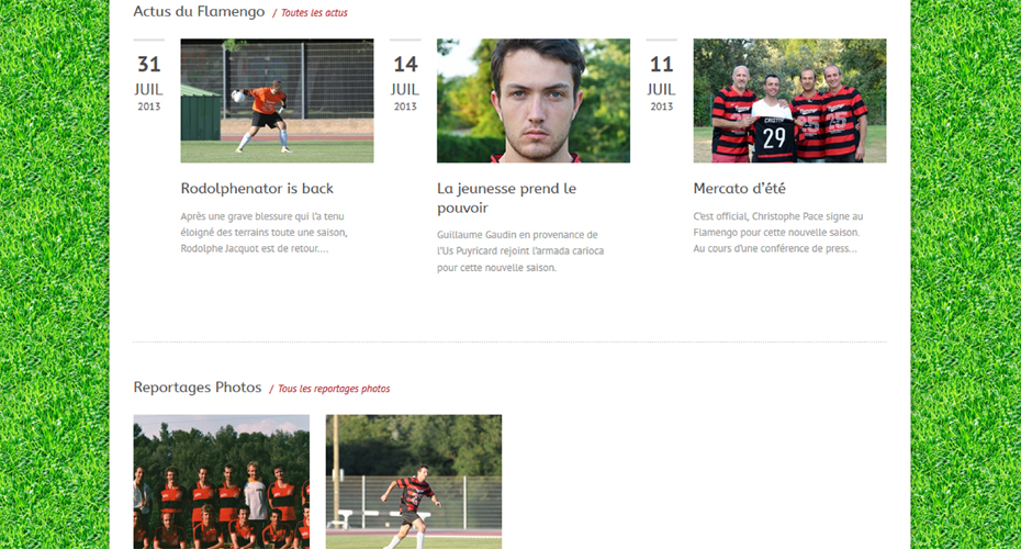 Une page internet du site du Flamengo