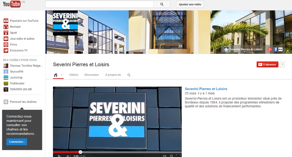 La Page Youtube de Severini Pierres & Loisirs